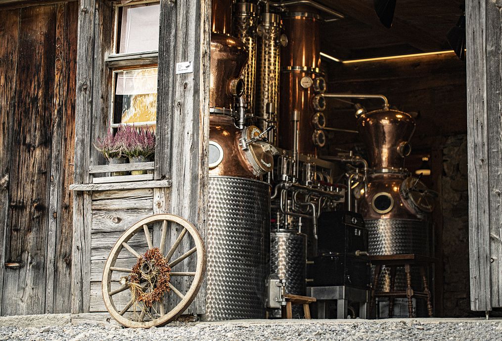 View of the Bergbrennerei Löwen distillery complex.