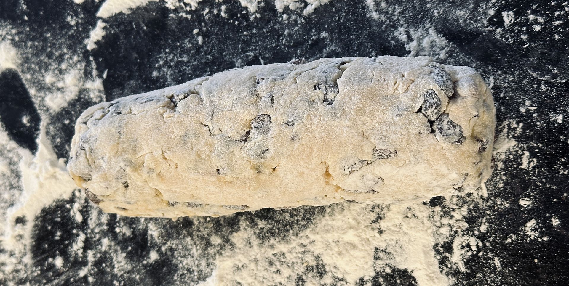 A loaf of Hafen bread dusted with flour.