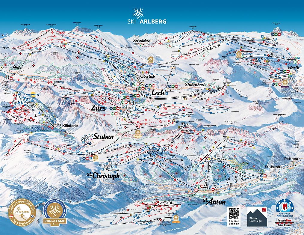 Panoramakarte Ski Arlberg