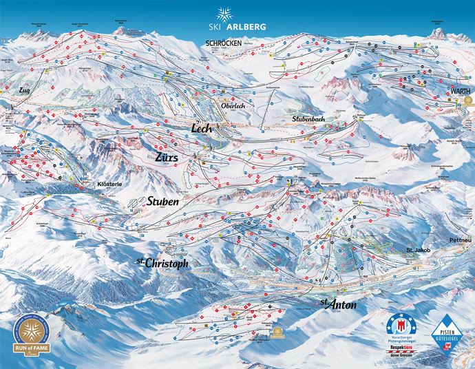 Skigebiet Arlberg mit 340 Pistenkilometern